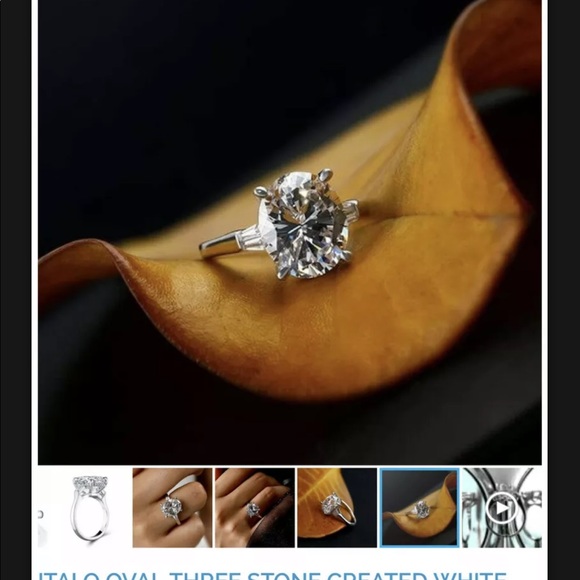 Italo created white sapphire solitaire w/accents - Picture 4 of 8